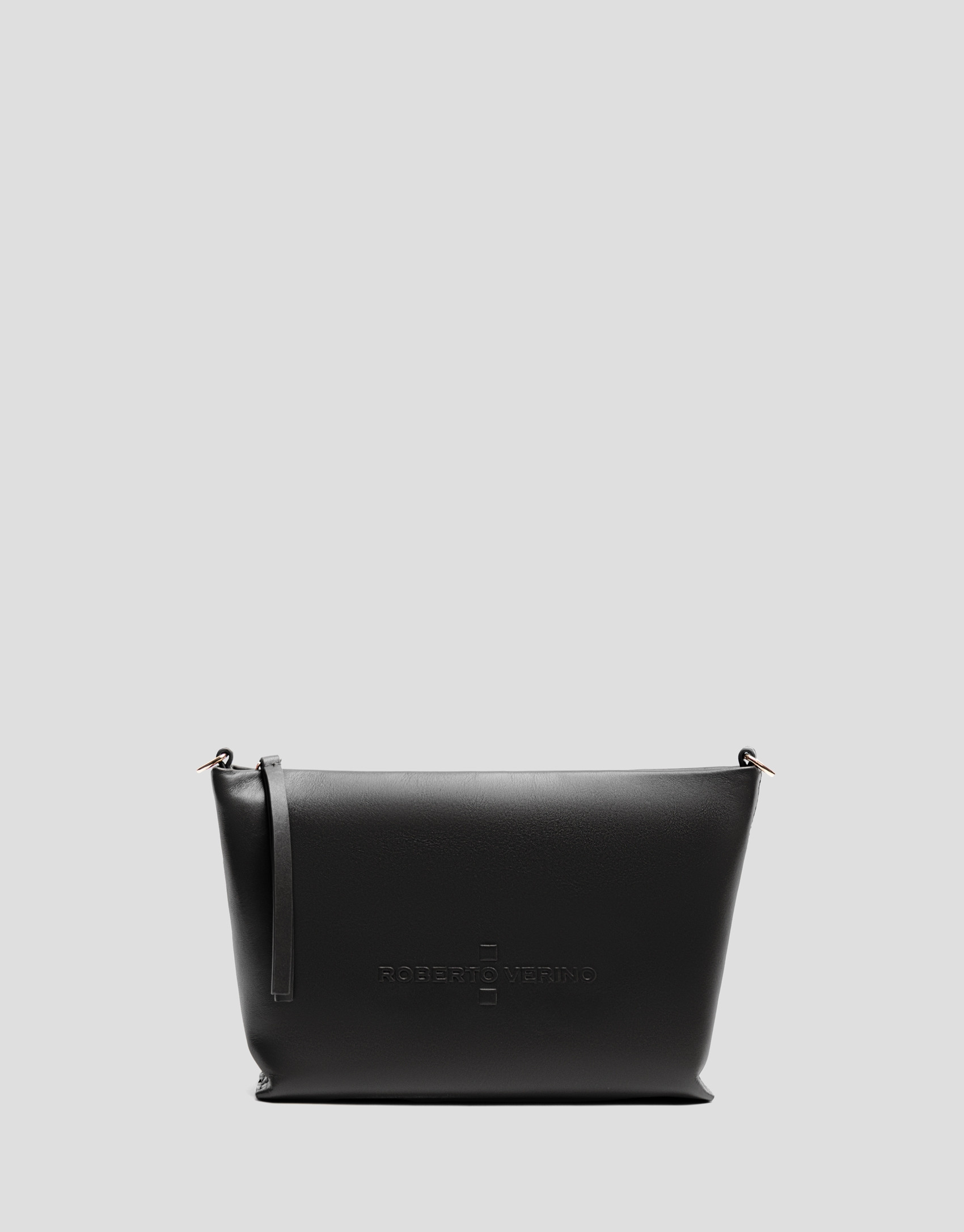 Megan Messenger black leather shoulder bag | Roberto Verino