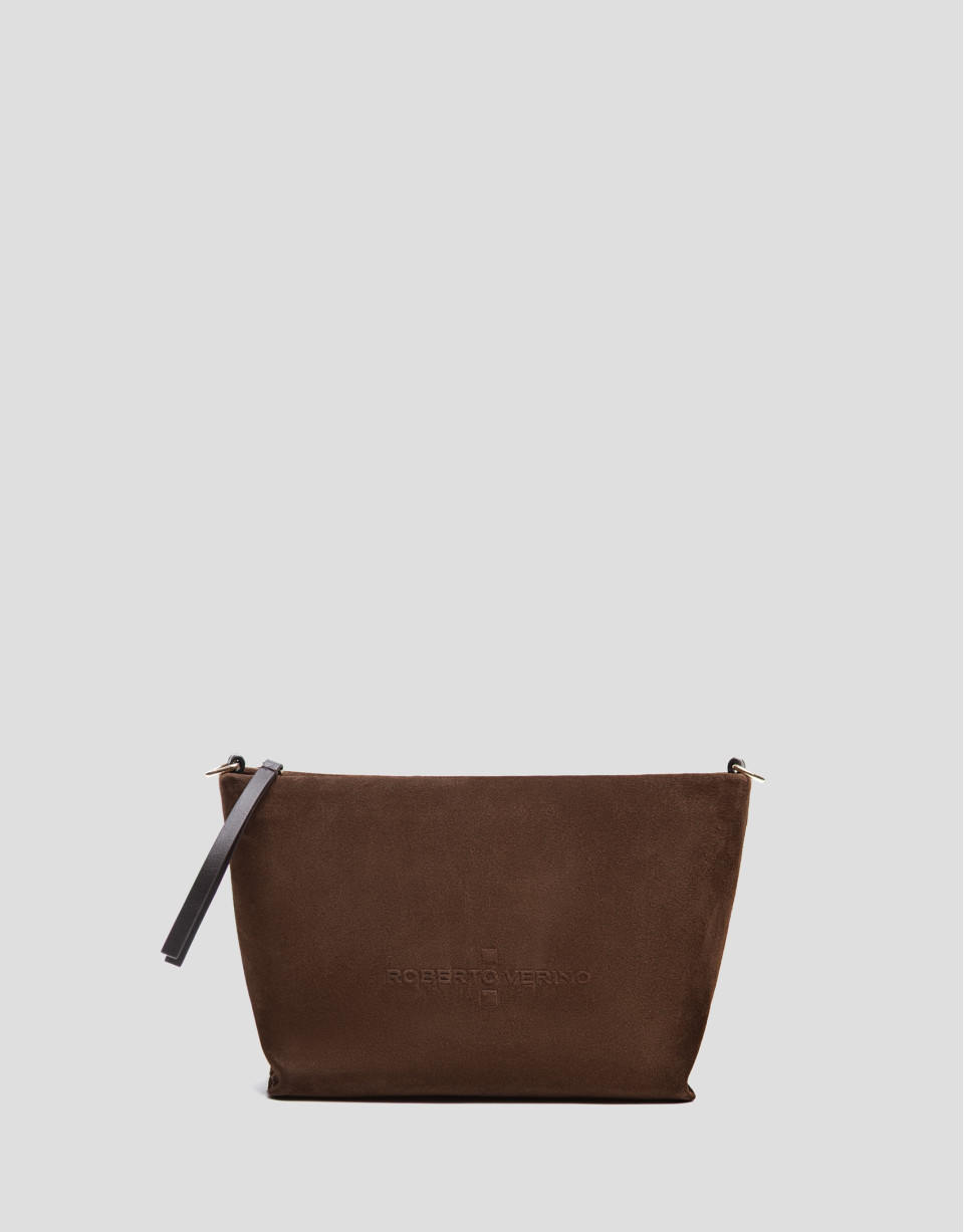 Megan Messenger brown suede shoulder bag | Roberto Verino