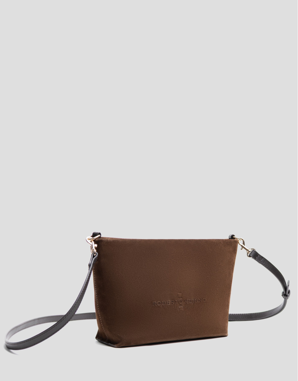 Megan Messenger brown suede shoulder bag | Roberto Verino