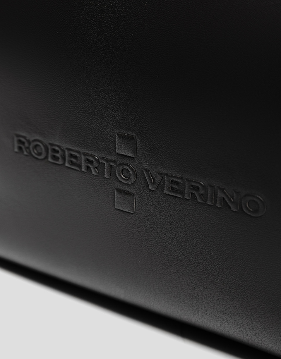 Megan Messenger black leather shoulder bag | Roberto Verino
