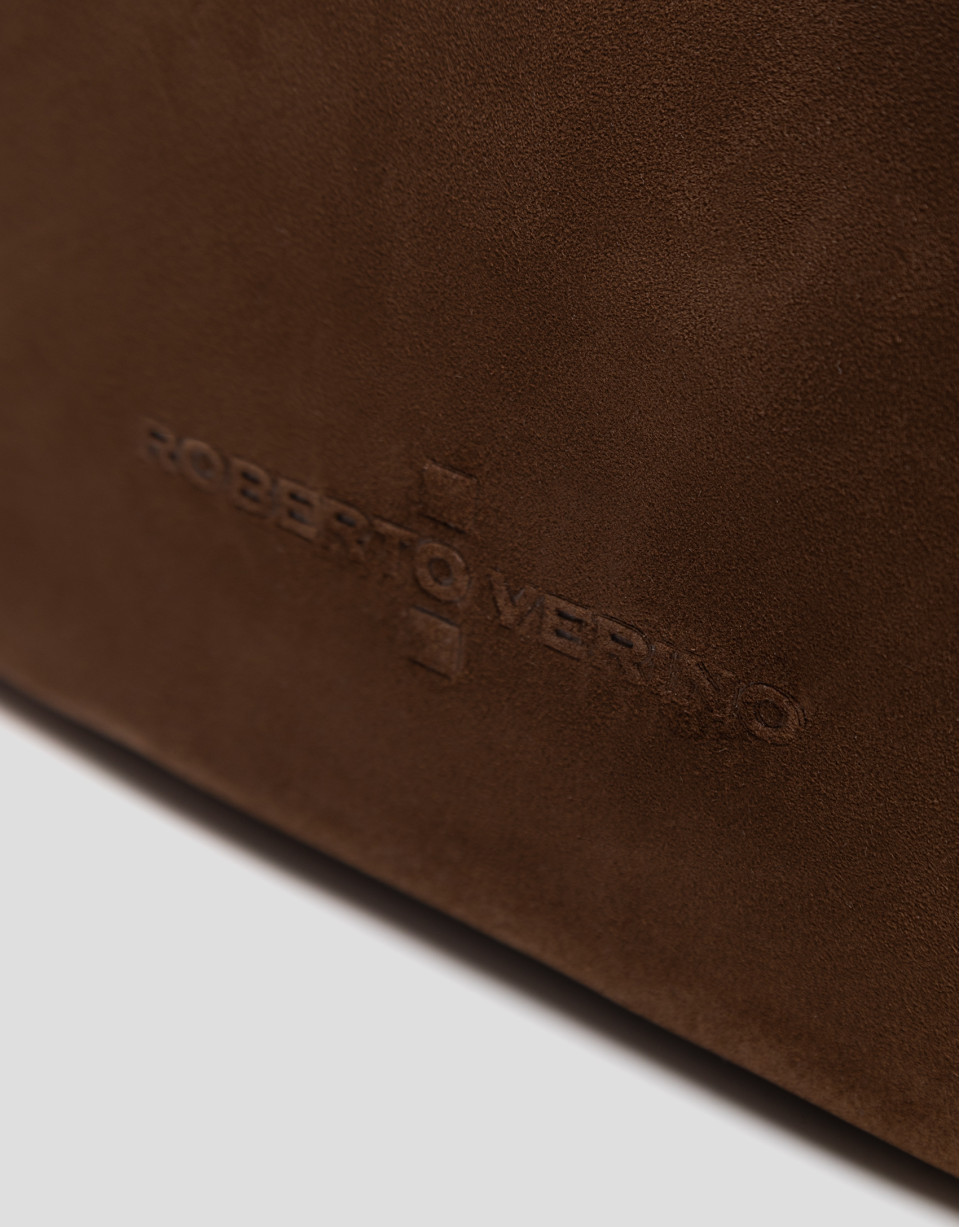 Megan Messenger brown suede shoulder bag | Roberto Verino