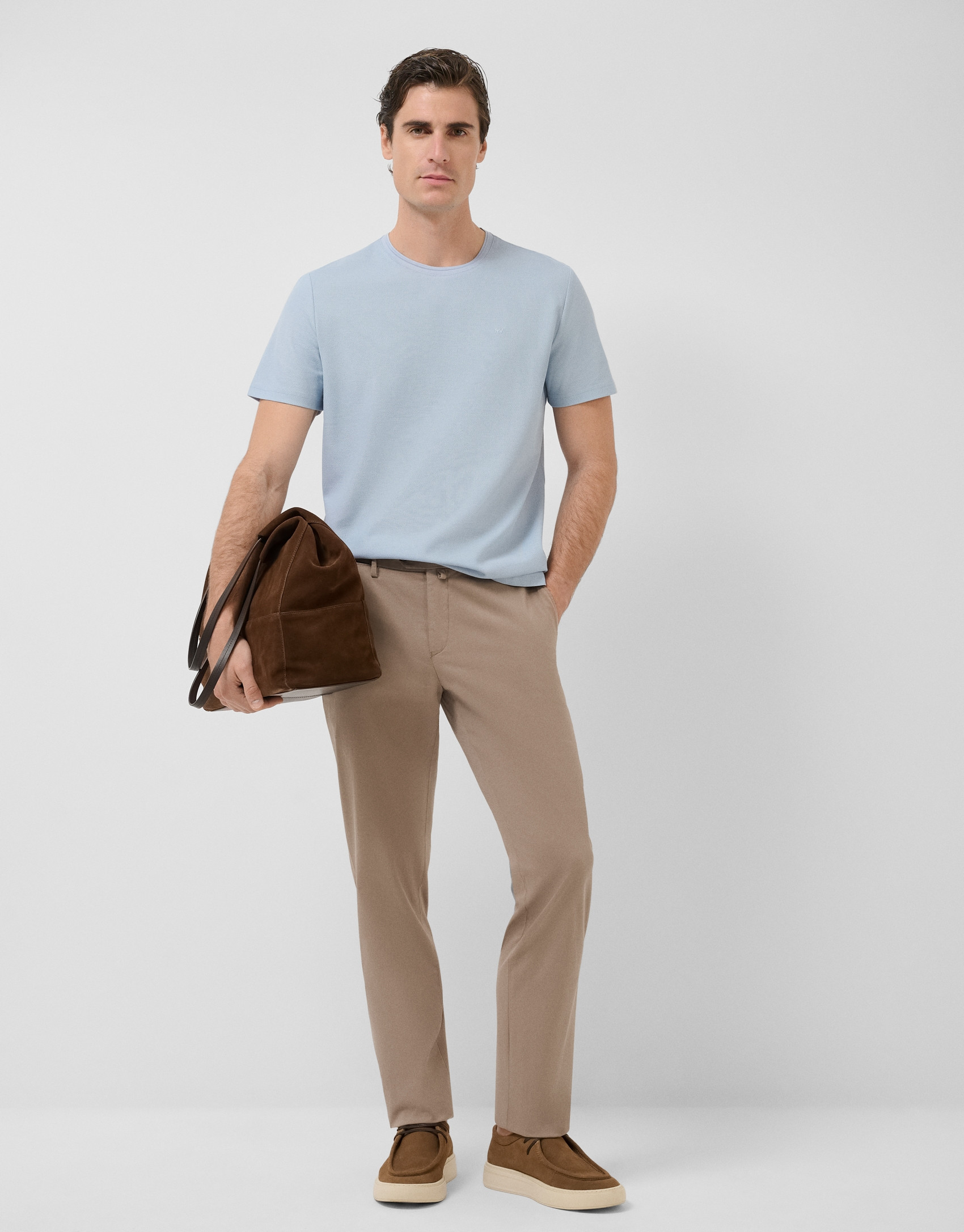 Mink-coloured dyed chino trousers - Gifts | Roberto Verino
