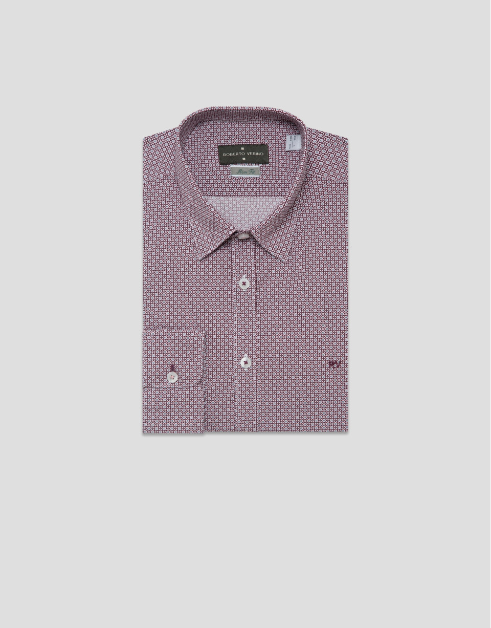 Camisa sport slim ciruela estampado geométrico | Roberto Verino