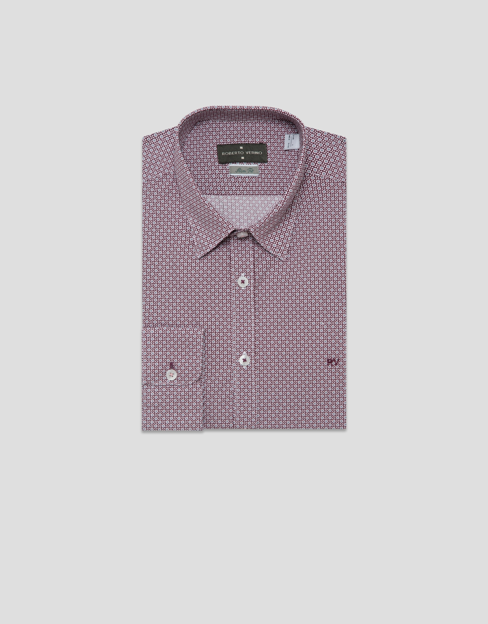 Slim fit plum geometric print sport shirt - Man | Roberto Verino