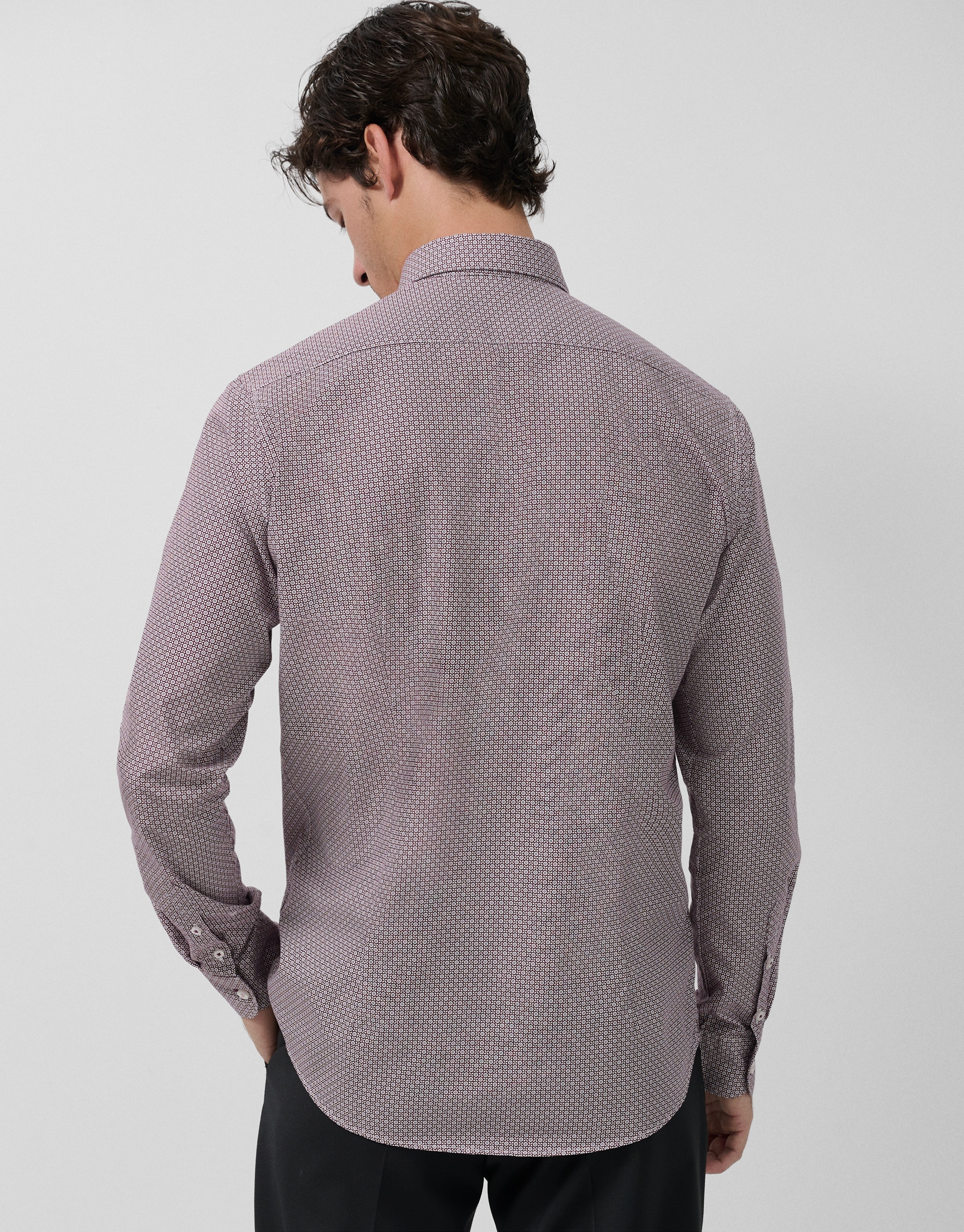 Slim fit plum geometric print sport shirt - Man | Roberto Verino