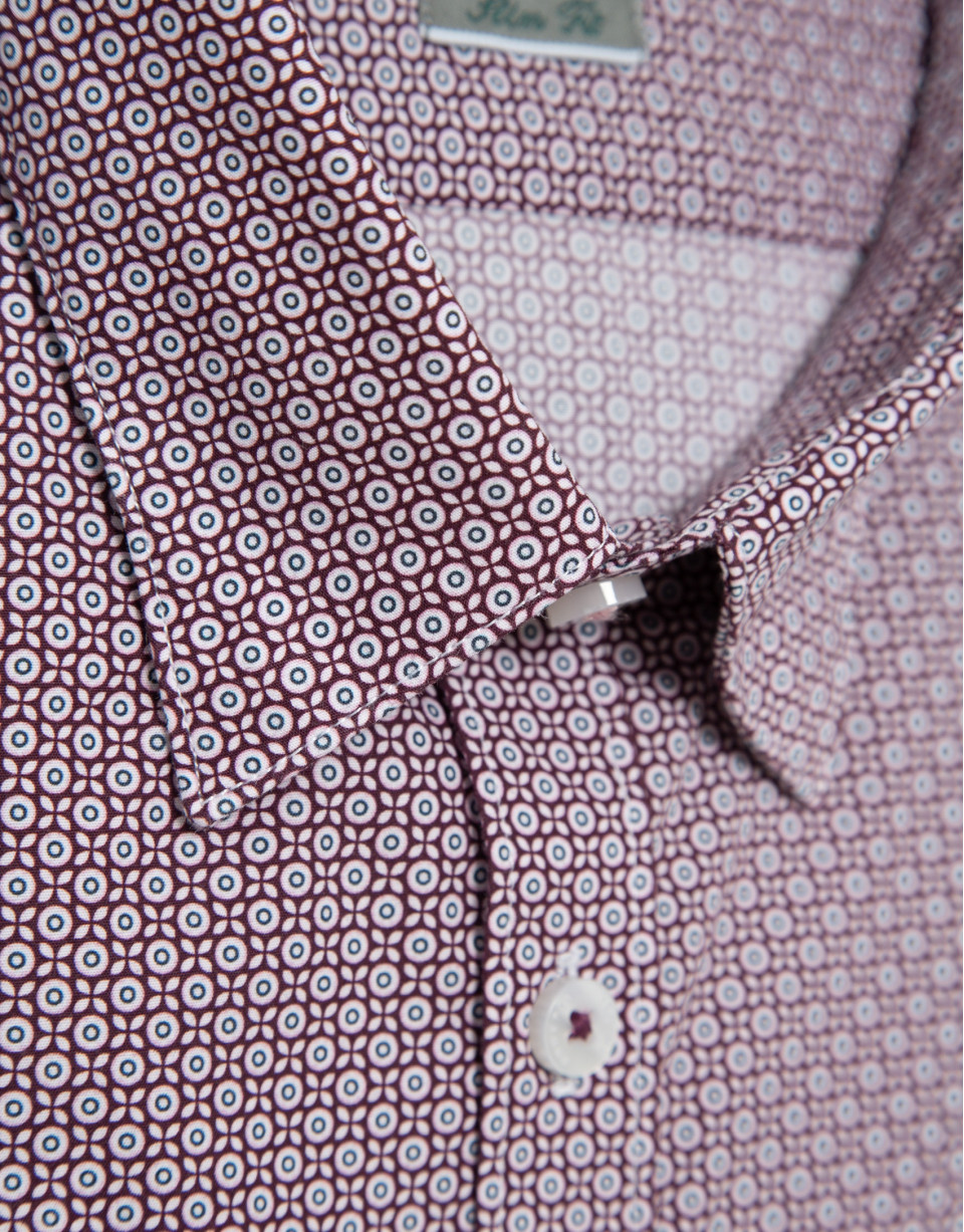 Slim fit plum geometric print sport shirt - Man | Roberto Verino