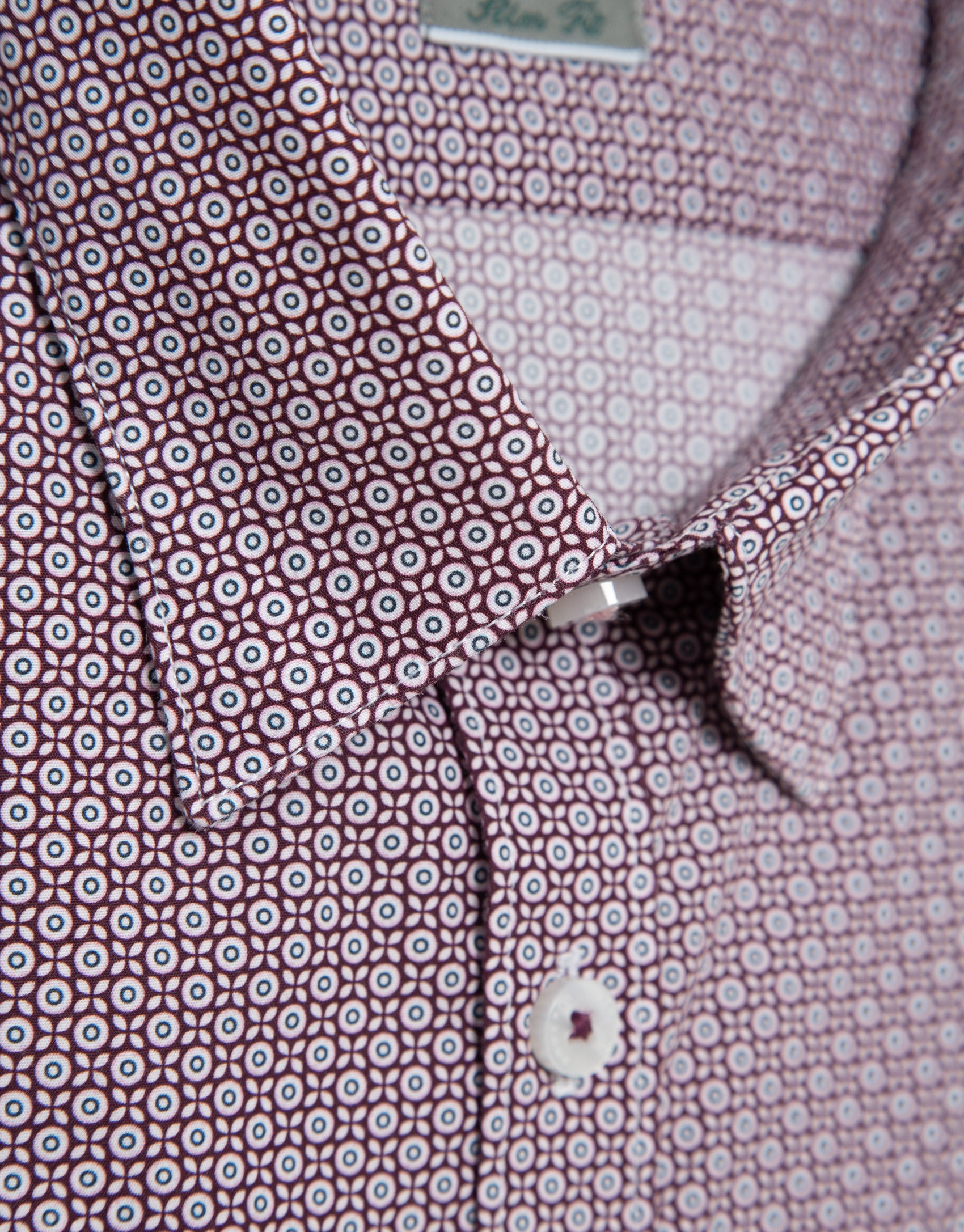Camisa sport slim ciruela estampado geométrico | Roberto Verino
