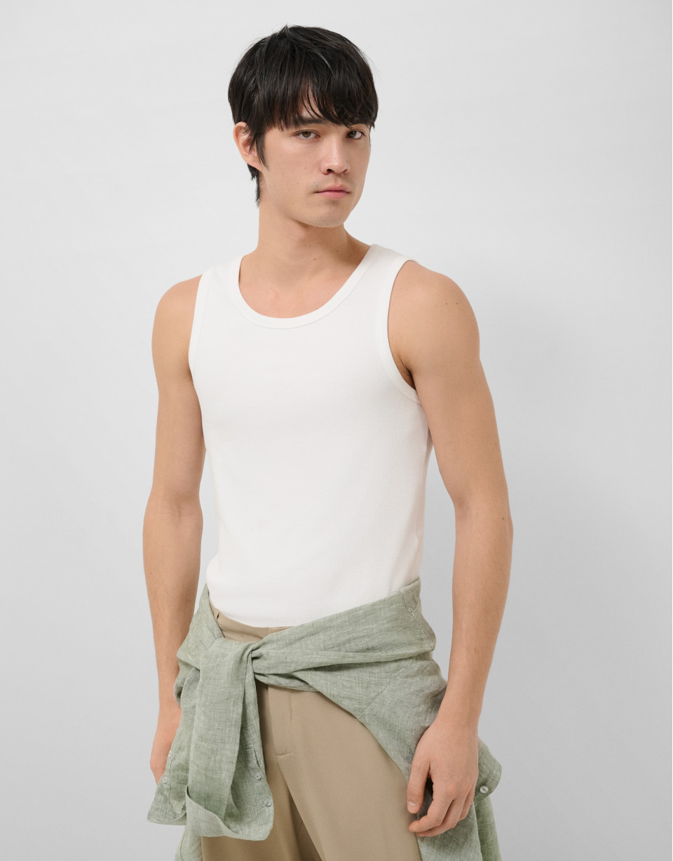 Camiseta tirantes rib blanco - Hombre - PV2026 | Roberto Verino