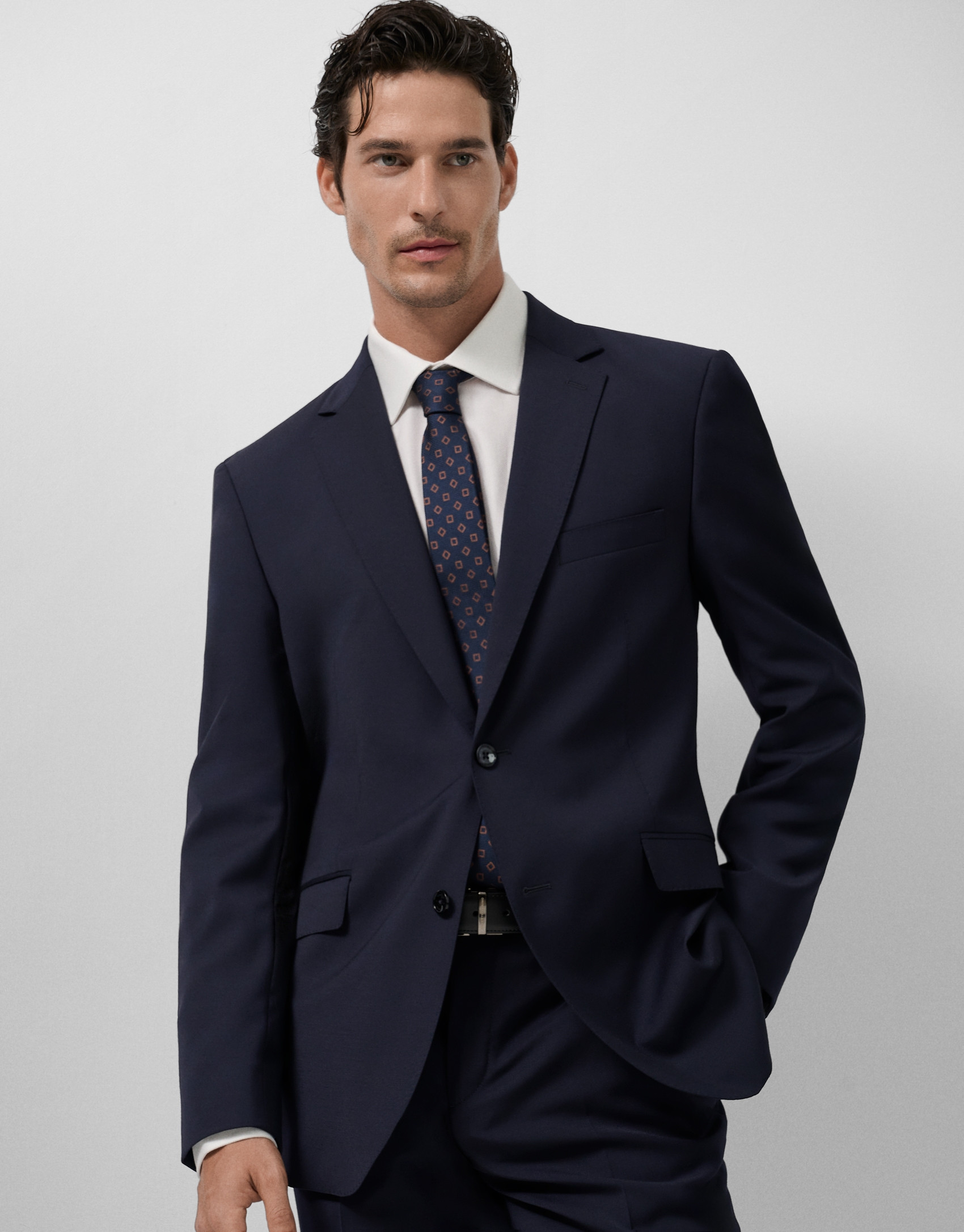 Dark blue regular fit half canvas suit - Verano | Roberto Verino
