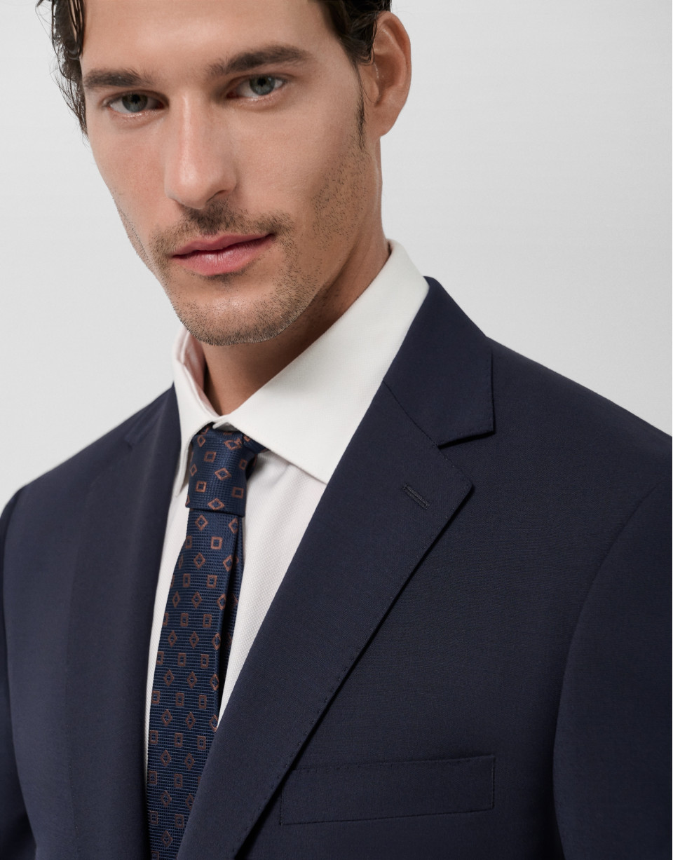 Dark blue regular fit half canvas suit - Verano | Roberto Verino