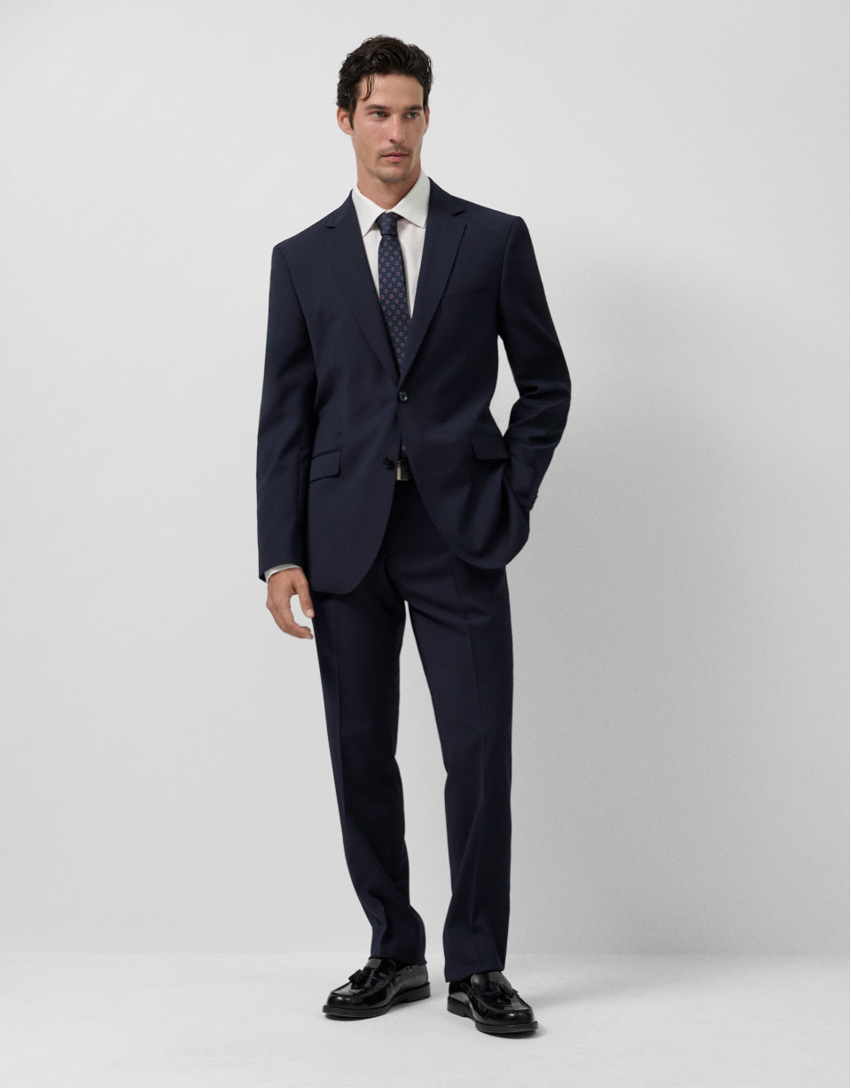 Dark blue regular fit half canvas suit - Verano | Roberto Verino