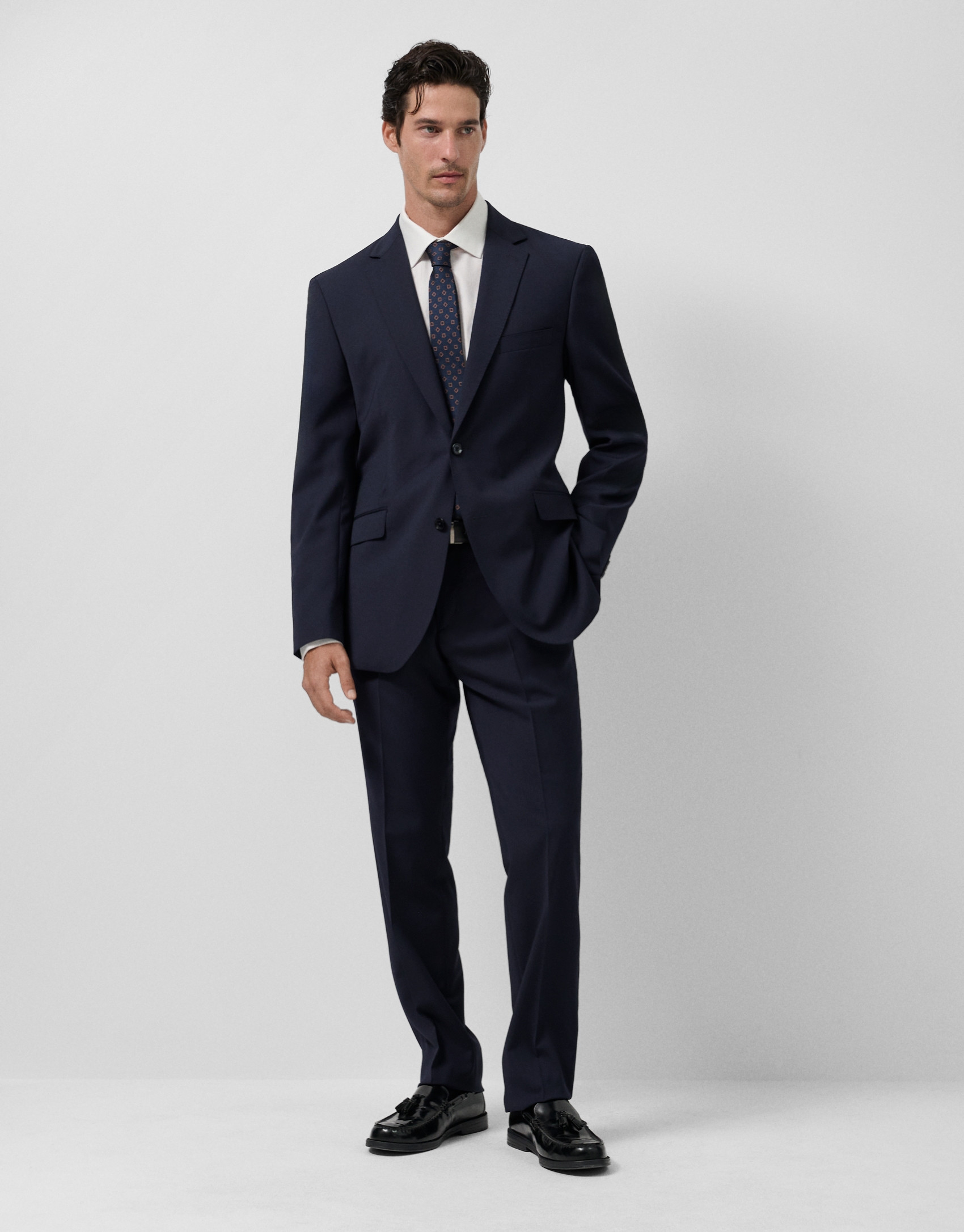 Dark blue regular fit half canvas suit - Verano | Roberto Verino