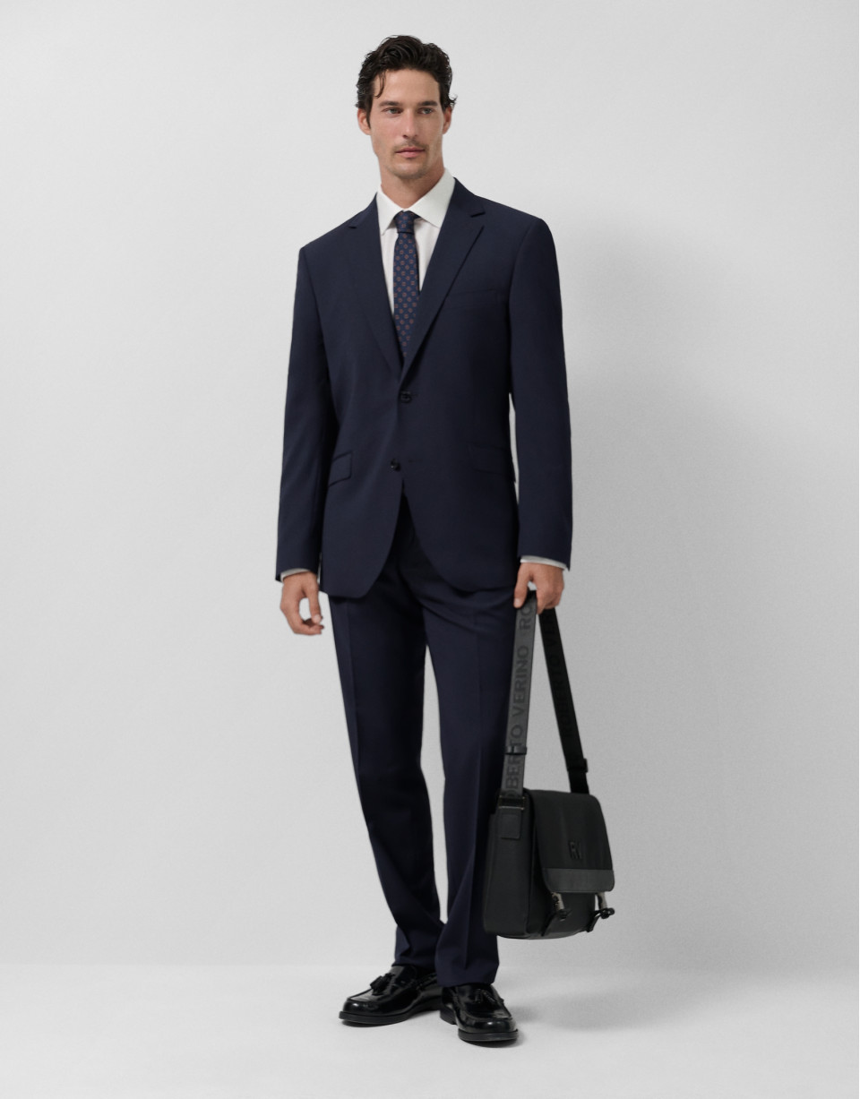 Dark blue regular fit half canvas suit - Verano | Roberto Verino
