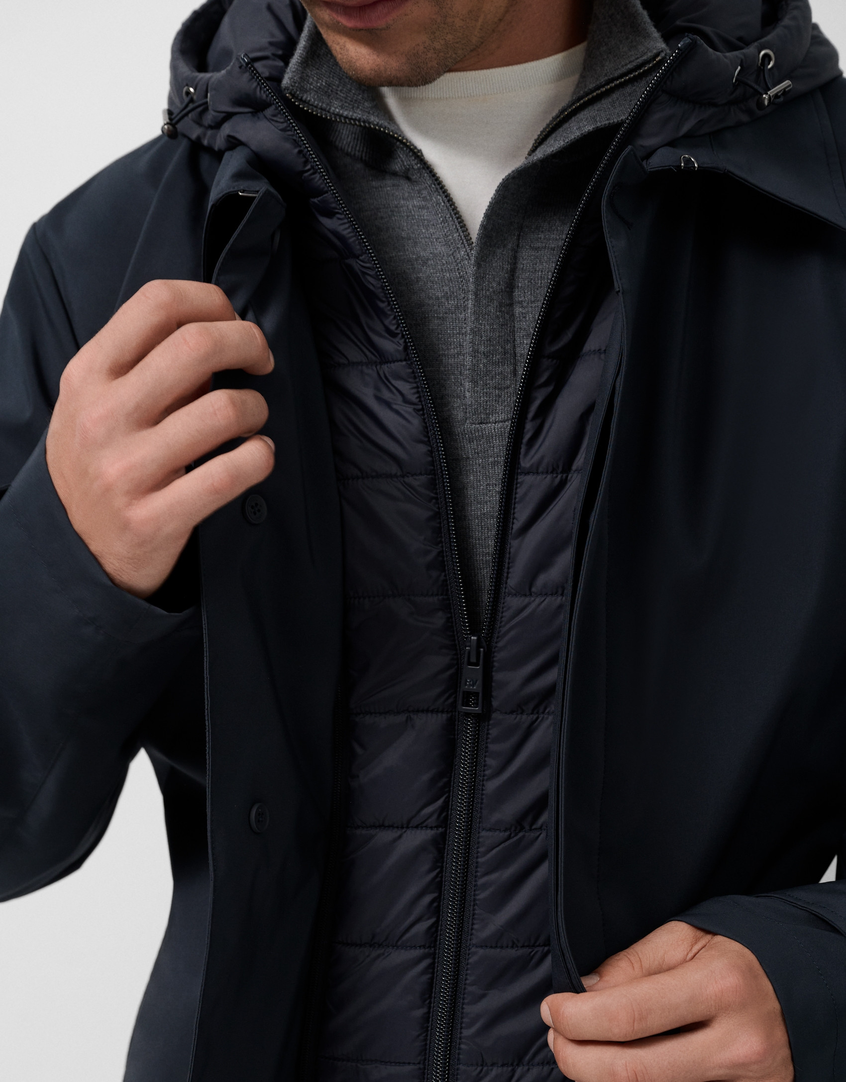 Navy trench coat with detachable bib - Man | Roberto Verino