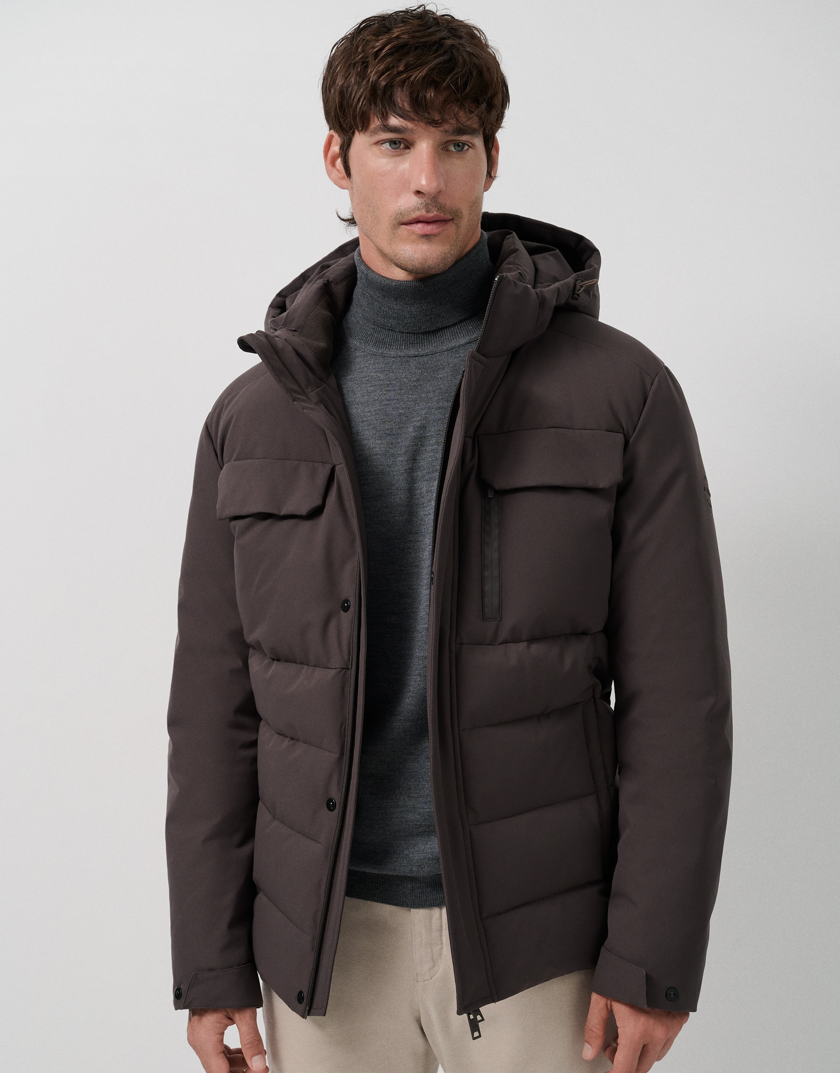 Brown padded shorts with four pockets - Man | Roberto Verino