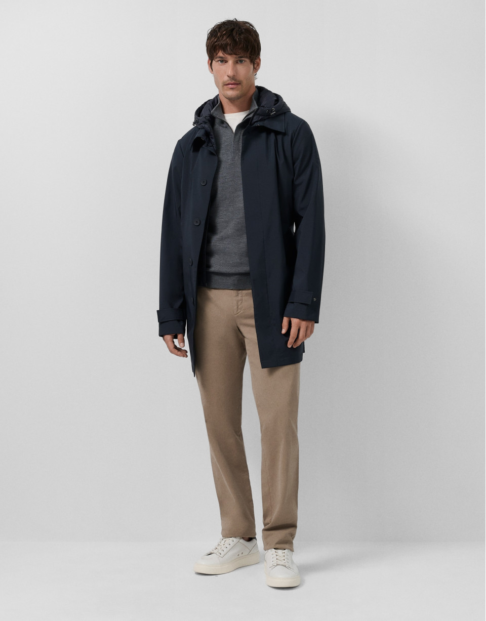 Navy trench coat with detachable bib - Man | Roberto Verino