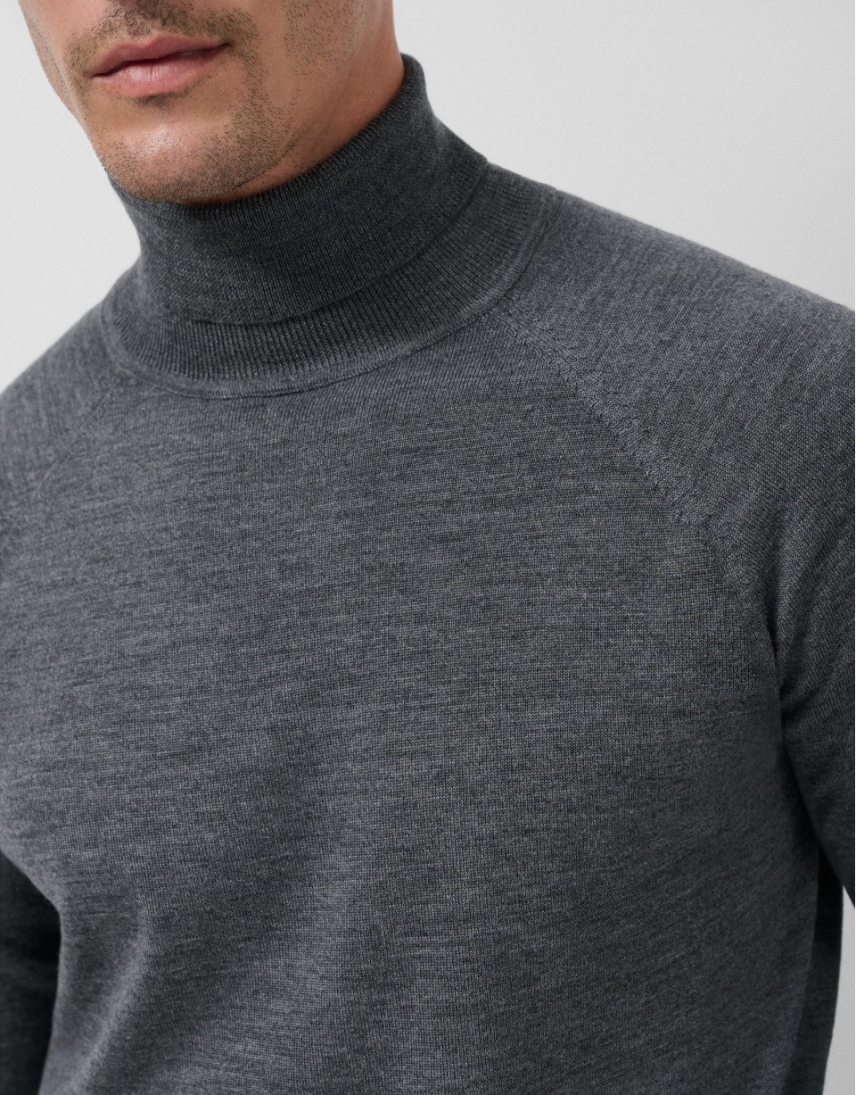 Jersey cuello cisne lana gris melange - Hombre | Roberto Verino