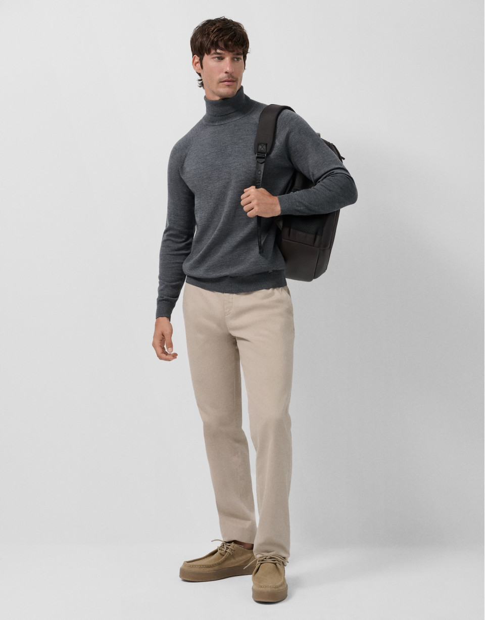 Jersey cuello cisne lana gris melange - Hombre | Roberto Verino