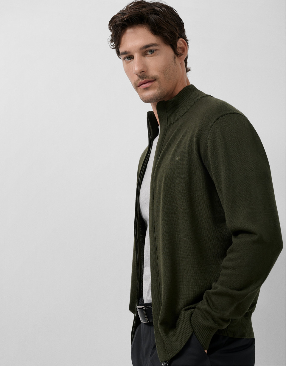 Chaqueta cremallera lisa color caqui - Hombre | Roberto Verino