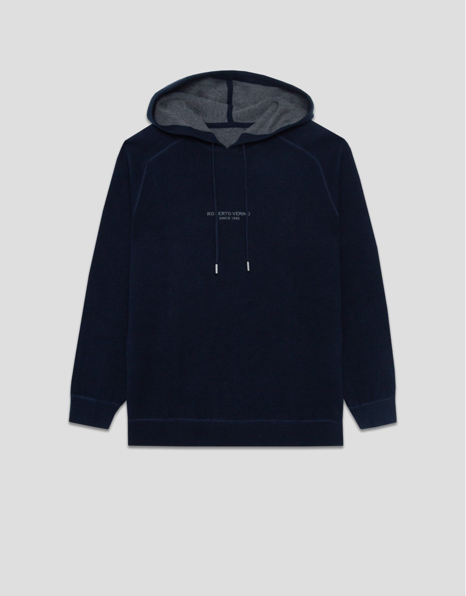 Sudadera con capucha lana/algodón marino | Roberto Verino