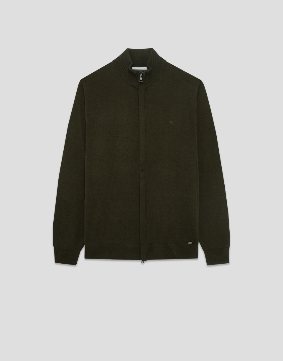 Chaqueta cremallera lisa color caqui - Hombre | Roberto Verino