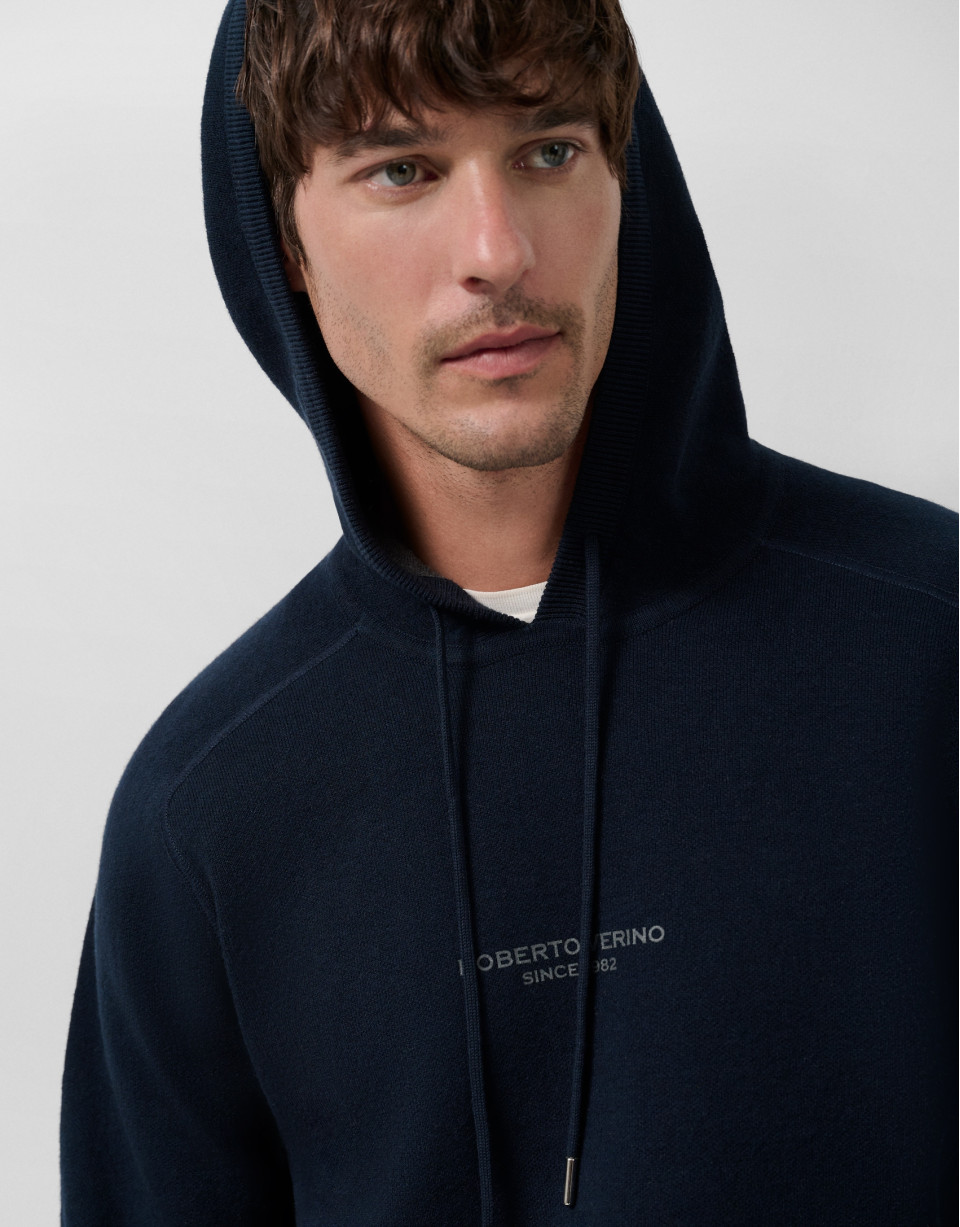 Sudadera con capucha lana/algodón marino | Roberto Verino
