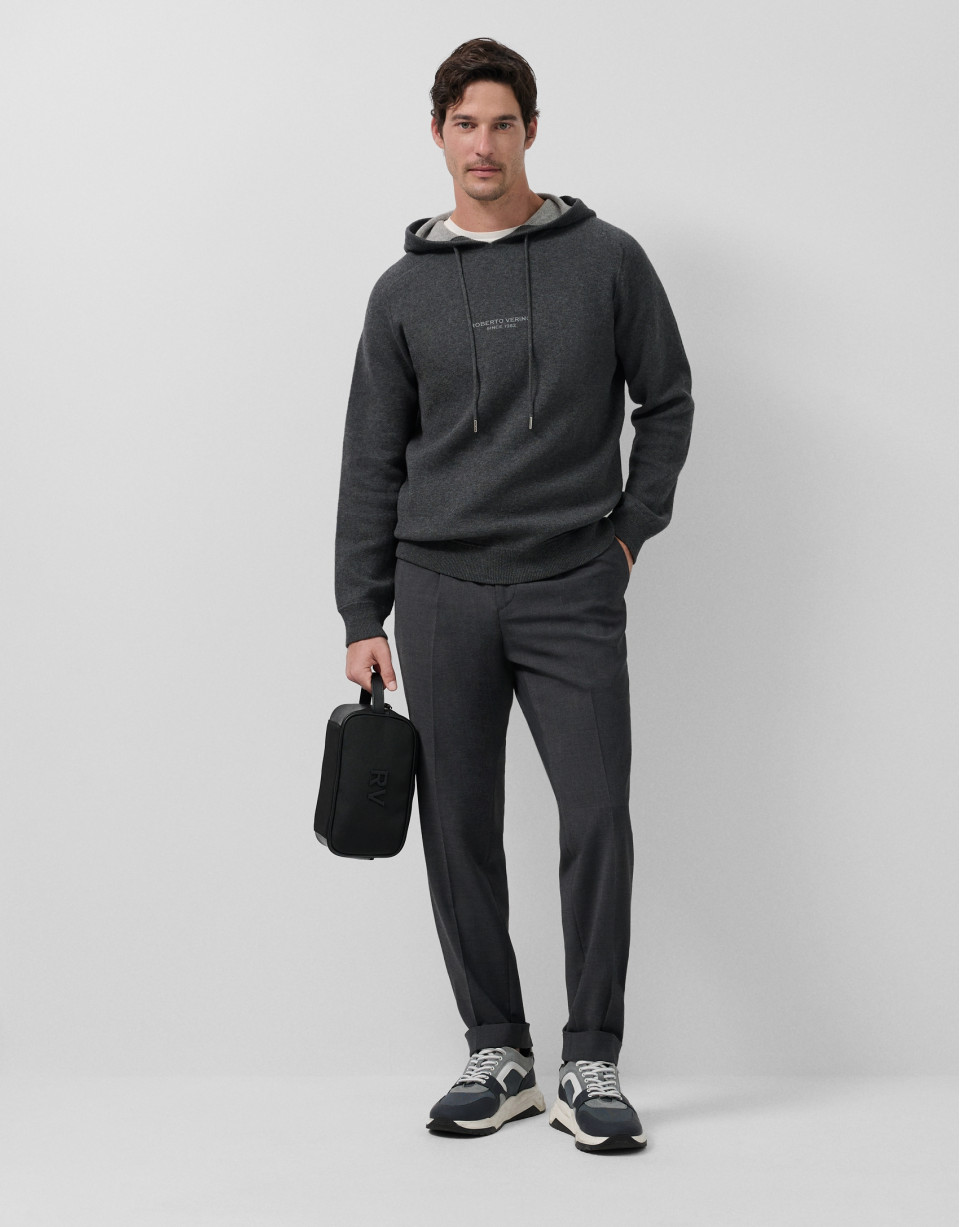 Sudadera con capucha lana/algodón gris ... | Roberto Verino