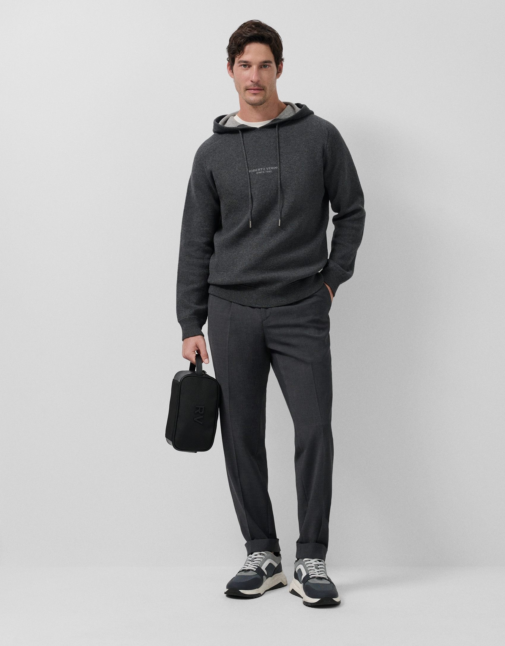 Sudadera con capucha lana/algodón gris ... | Roberto Verino