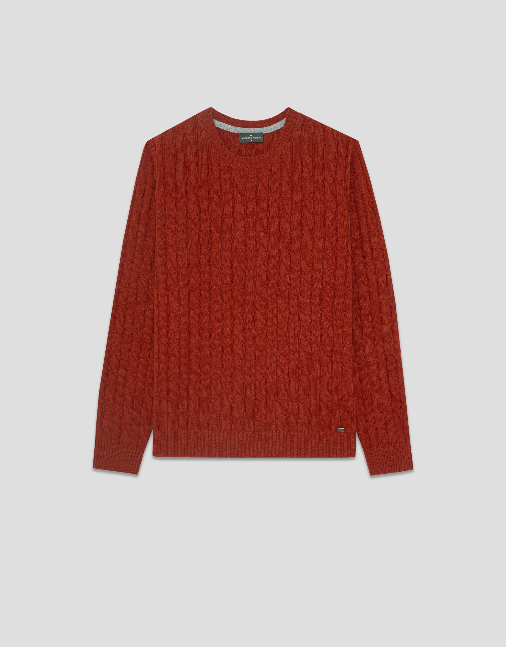 Burnt orange cable knit sweater - Man - AW2025 | Roberto Verino