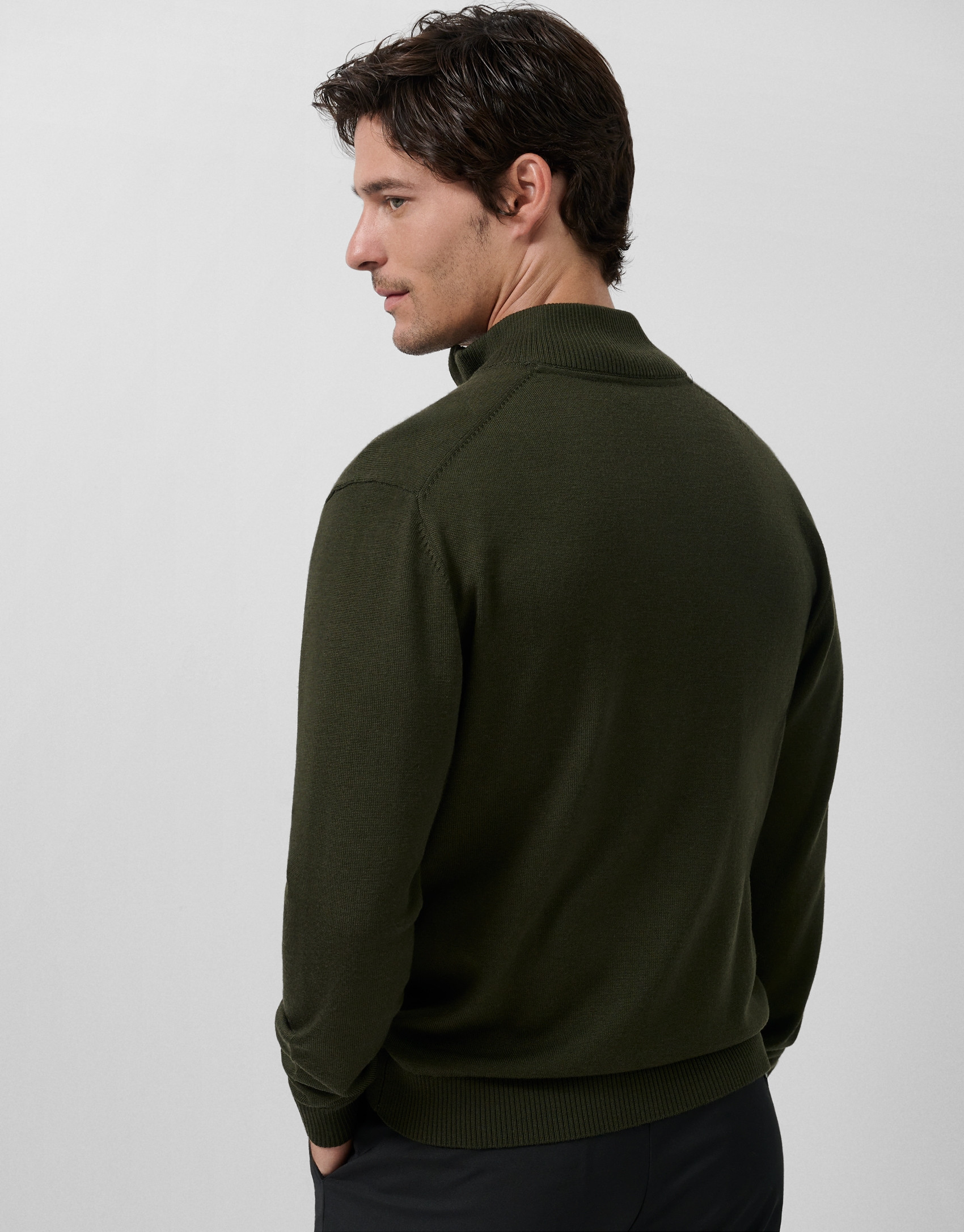 Plain khaki zip-up jacket - Man - AW2025 | Roberto Verino