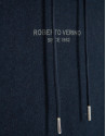 Navy wool/cotton hoodie - Man - AW2025 | Roberto Verino
