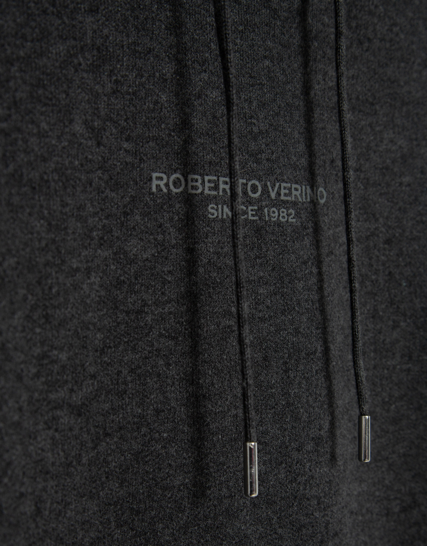 Dark grey melange wool/cotton hoodie - Man | Roberto Verino