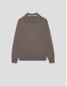 Dark mink melange polo neck sweater - Man | Roberto Verino