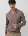 Dark mink melange polo neck sweater - Man | Roberto Verino