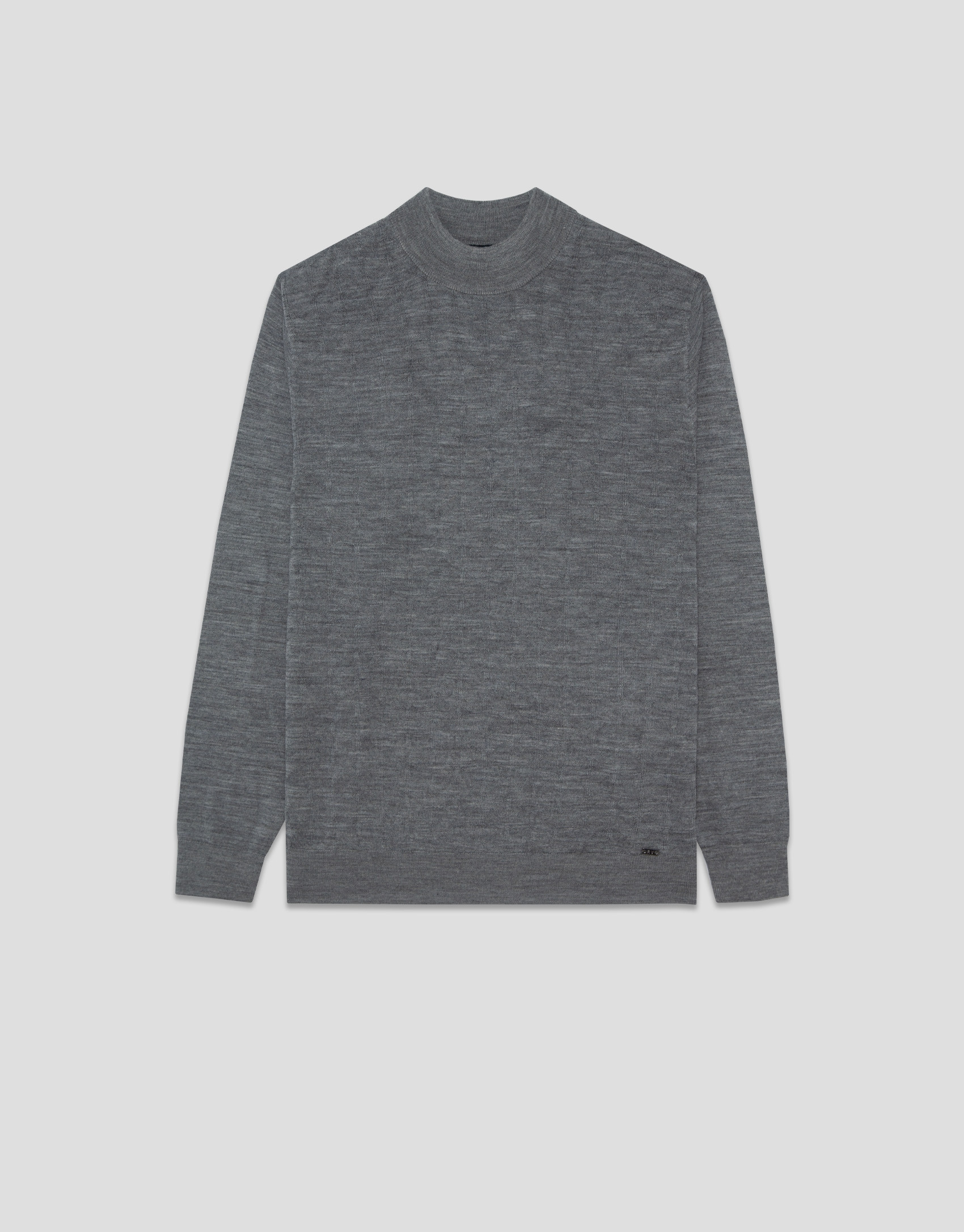 Grey melange wool sweater with fancy work - Man | Roberto Verino