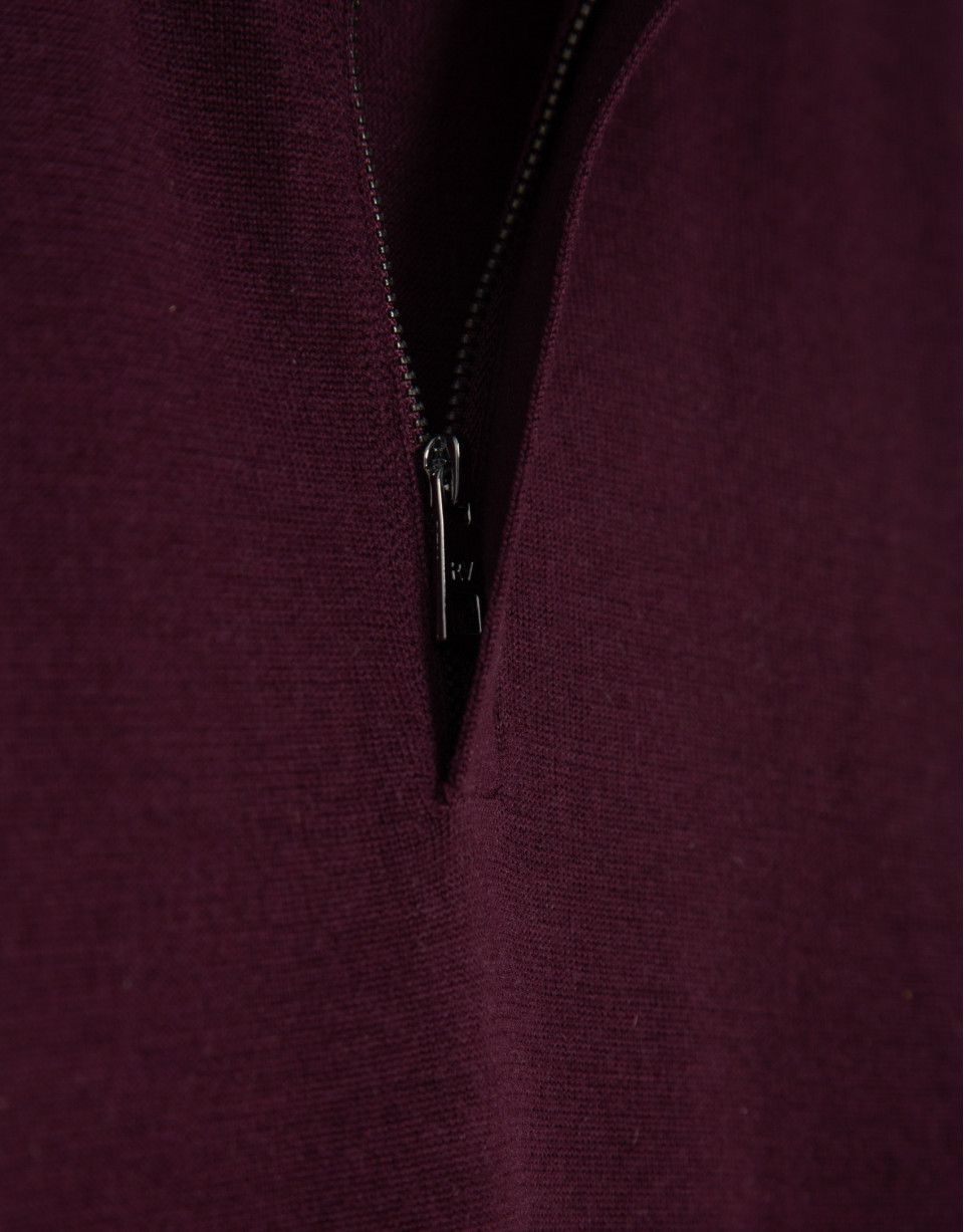 Plum wool zip-neck sweater - Man - AW2025 | Roberto Verino