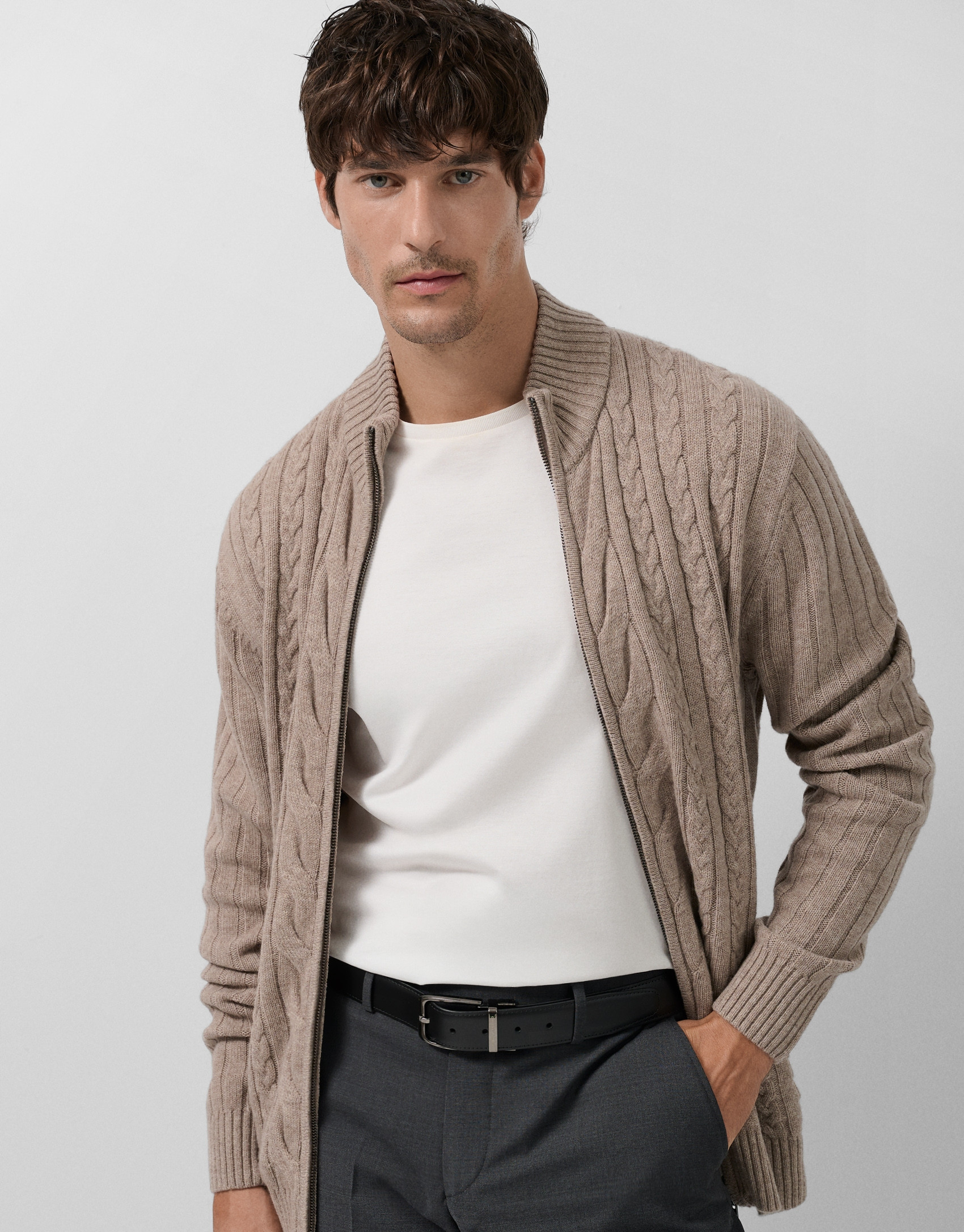 Chaqueta ochos visón melange - Hombre - OI2025 | Roberto Verino