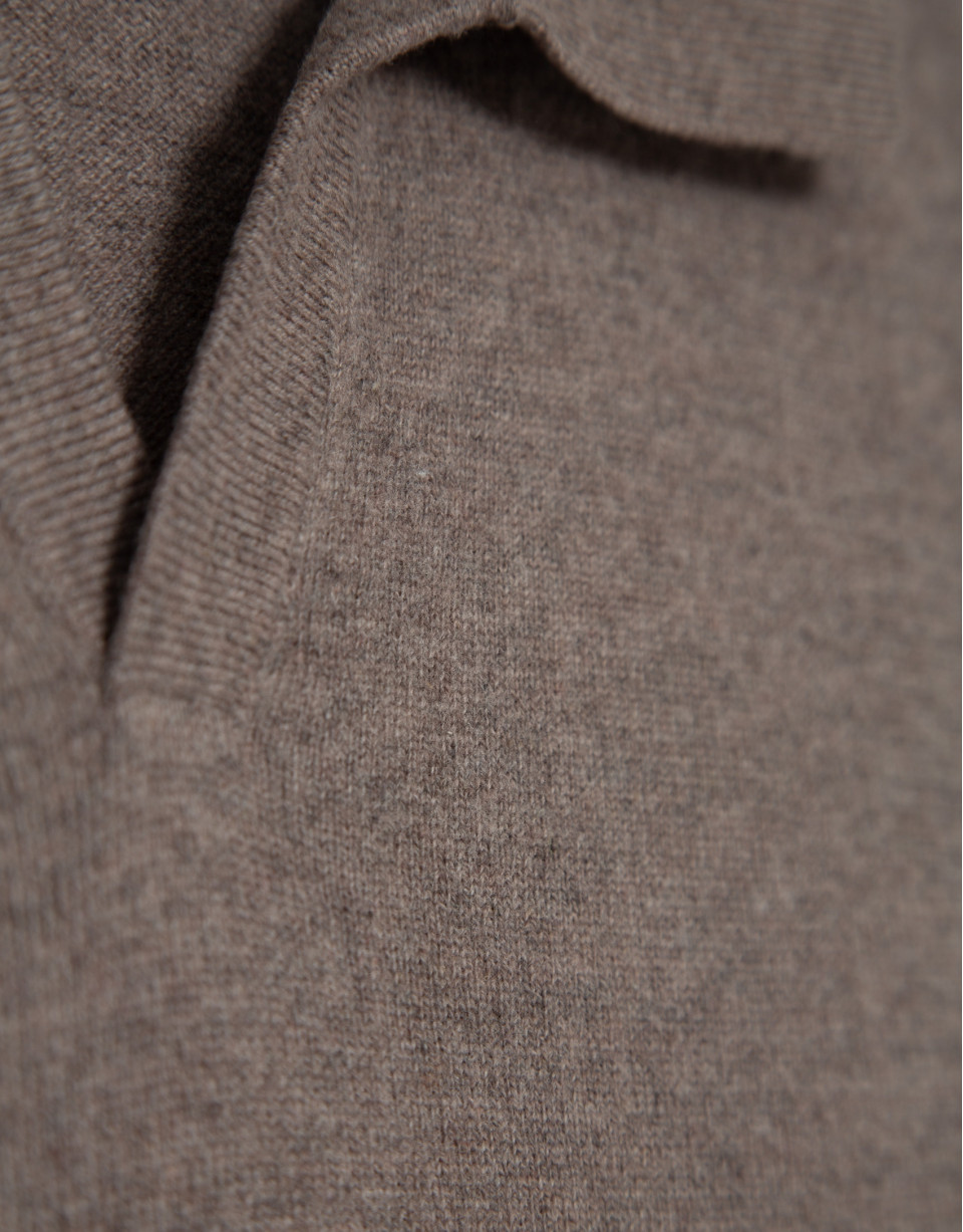 Dark mink melange polo neck sweater - Man | Roberto Verino