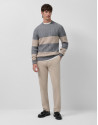 Striped and cable-knit sweater in grey ... | Roberto Verino