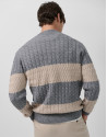 Jersey rayas y ochos lana gris melange y crudo | Roberto Verino
