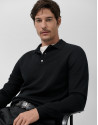 Black knitted polo neck sweater - Man - AW2025 | Roberto Verino