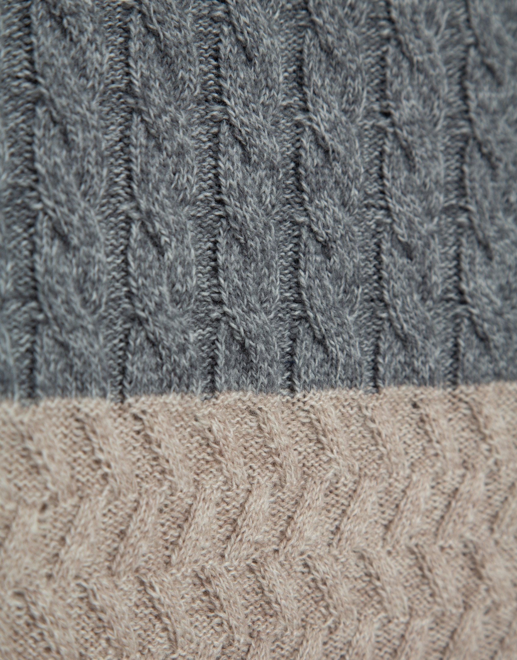 Striped and cable-knit sweater in grey ... | Roberto Verino