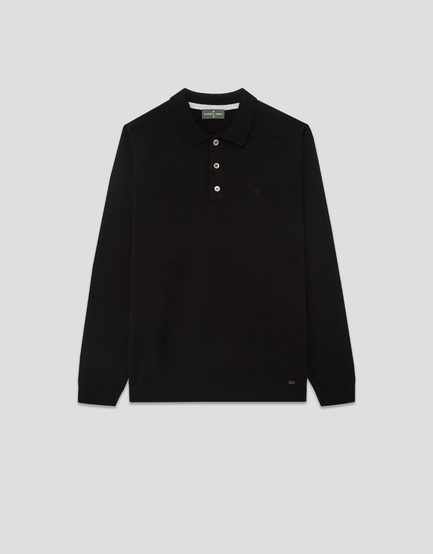 Jersey cuello tipo polo tricotado negro | Roberto Verino