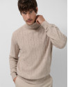 Jersey cuello alto trabajado color arena melange | Roberto Verino