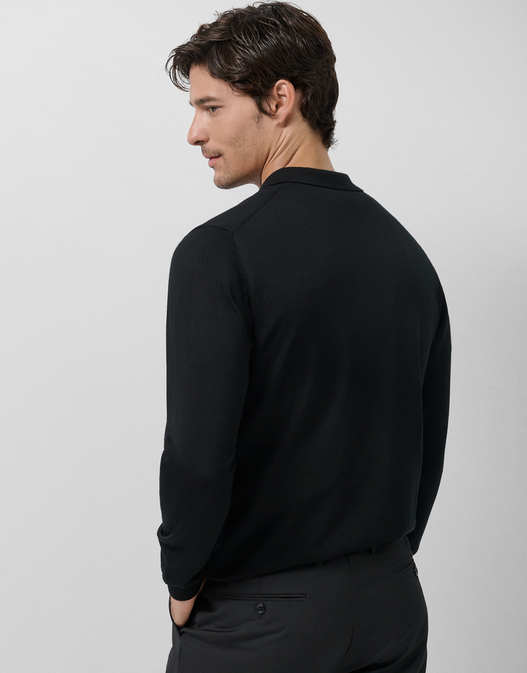 Black knitted polo neck sweater - Man - AW2025 | Roberto Verino