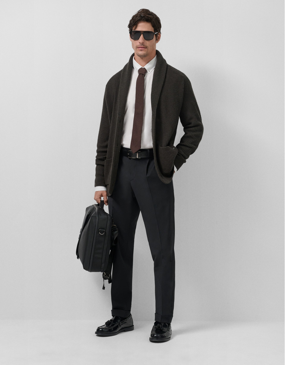 Dark khaki shawl collar jacket - Man - AW2025 | Roberto Verino