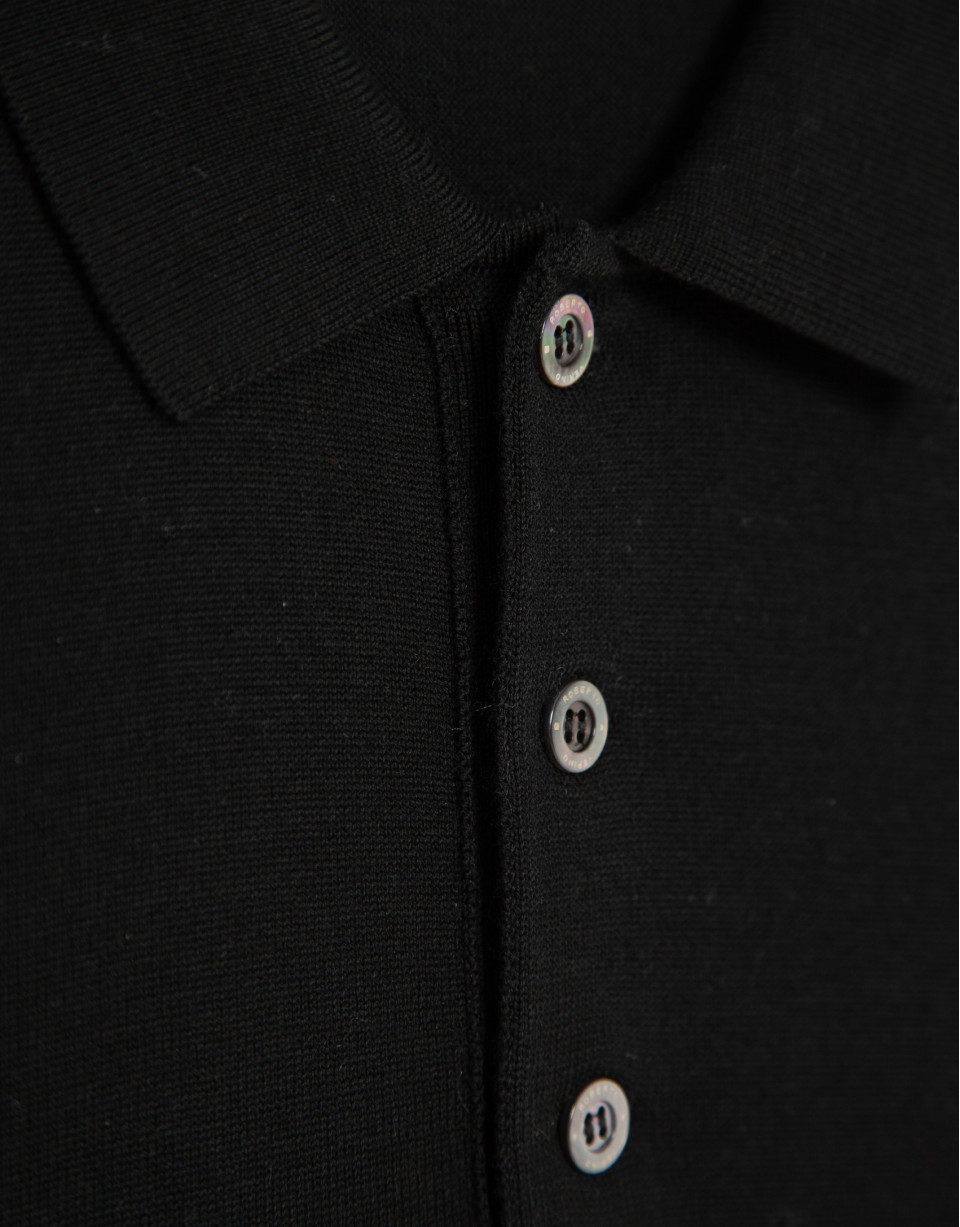 Black knitted polo neck sweater - Man - AW2025 | Roberto Verino