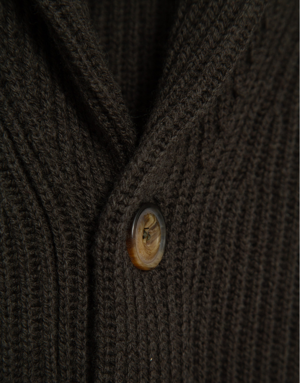 Dark khaki shawl collar jacket - Man - AW2025 | Roberto Verino