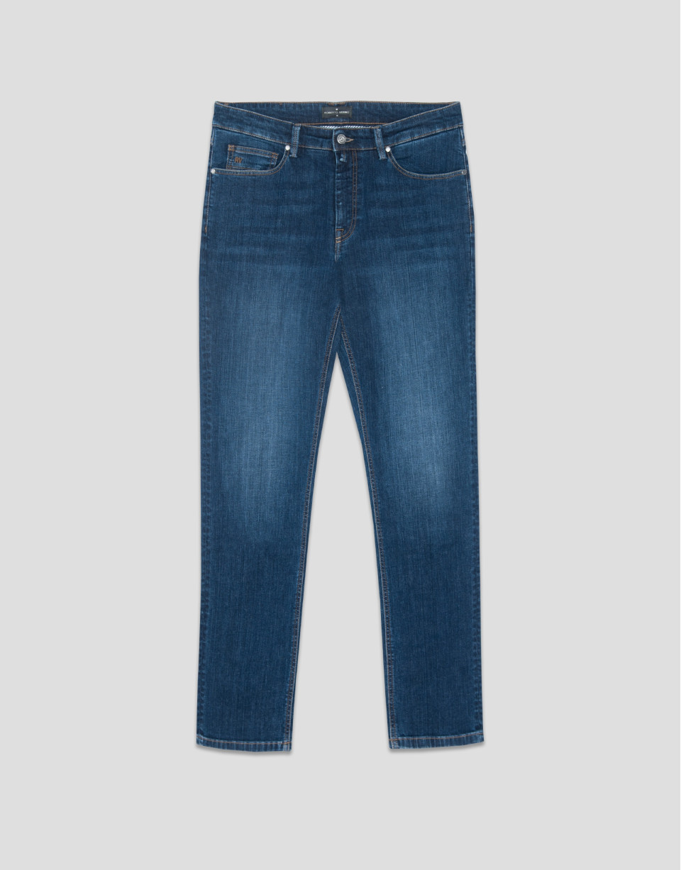 Men's regular medium blue denim pants. - Man | Roberto Verino