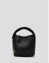 Paula Hobo Midi Handbag in Black Braided Leather